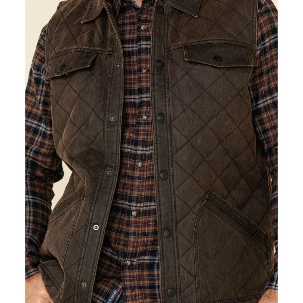 Moonshine Spirit Men's Iron Mountain Quilted Snap-Front Oilskin Vest
